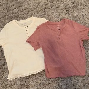 American Eagle short sleeve tops (mauve and white)